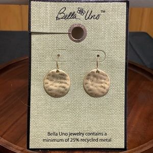 NWT Bella Uno gold tone hammered circle earrings